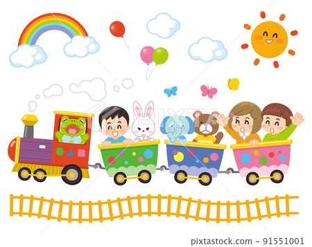 Kawaii train with children and animals 91551001
