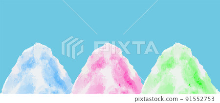 Illustration of blue Hawaii, strawberry, melon flavored shaved ice Illustration of blue Hawaii, strawberry, melon flavored shaved ice 91552753