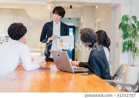 Young businessman giving a presentation Young businessman giving a presentation 91552787