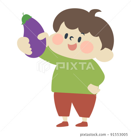 Illustration material of boy with eggplant 91553005