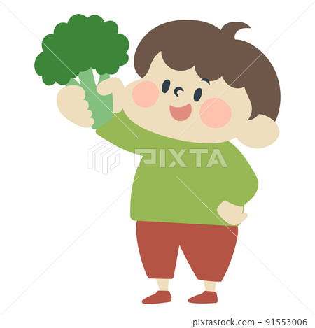Illustration material of boy with broccoli 91553006