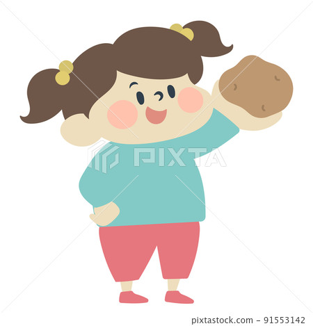 Illustration material of girl with potato 91553142