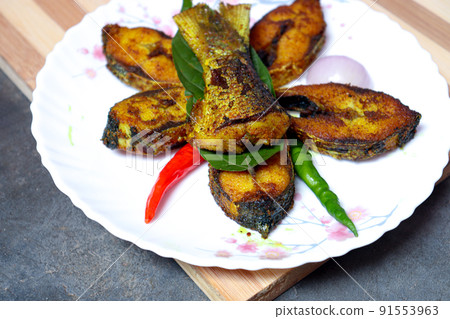 fried Hilsa fish on kitchen fried Hilsa fish on kitchen 91553963