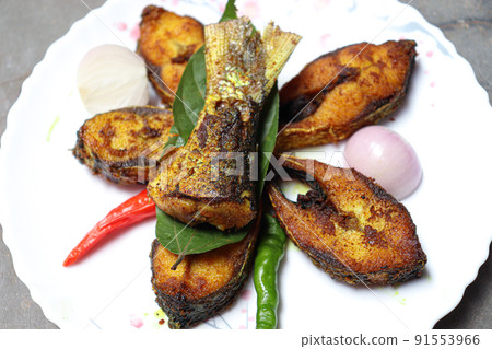 fried Hilsa fish on kitchen fried Hilsa fish on kitchen 91553966