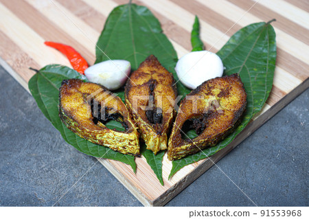 fried Hilsa fish on kitchen fried Hilsa fish on kitchen 91553968