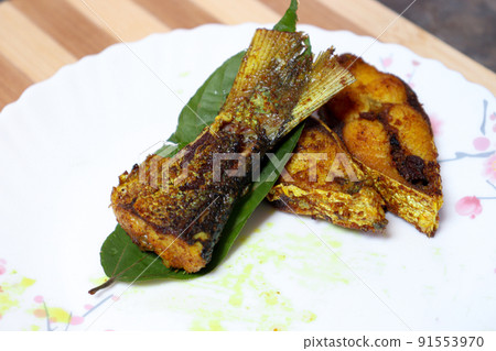 fried Hilsa fish on kitchen fried Hilsa fish on kitchen 91553970