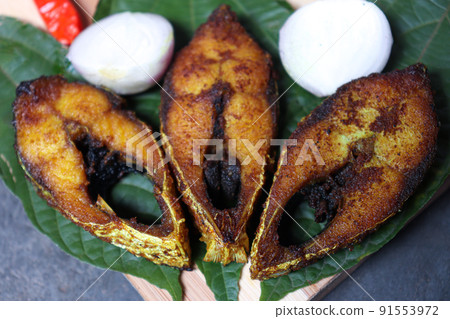 fried Hilsa fish on kitchen fried Hilsa fish on kitchen 91553972