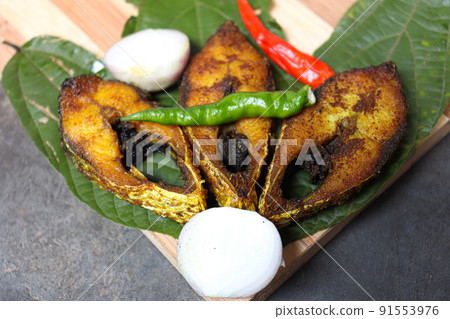 fried Hilsa fish on kitchen fried Hilsa fish on kitchen 91553976