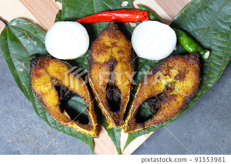 fried Hilsa fish on kitchen fried Hilsa fish on kitchen 91553981