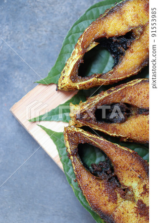 fried Hilsa fish on kitchen fried Hilsa fish on kitchen 91553985