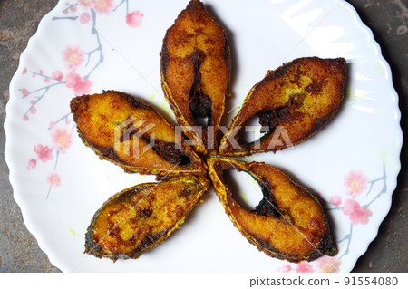 fried Hilsa fish on kitchen fried Hilsa fish on kitchen 91554080