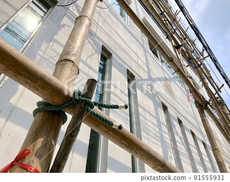 bamboo sticks are tile together to be base on painter 91555931