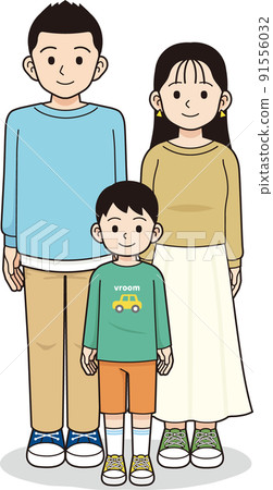 Couple and son with contour line 91556032
