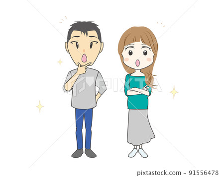 一組張嘴欣賞的男女 一組張嘴欣賞的男女 91556478