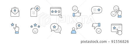 Rate icons set in doodle style review linear signs 91556826