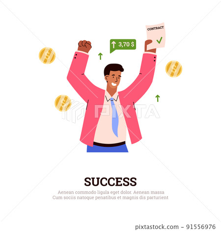 Banner about success trading flat style, vector illustration 91556976