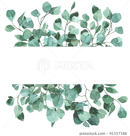 Refreshing leaf frame watercolor Refreshing leaf frame watercolor 91557386