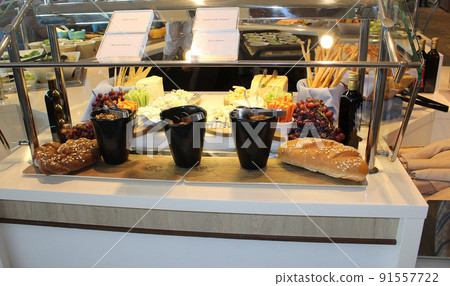 Dining Room Buffet aboard the luxury abstract cruise ship 91557722