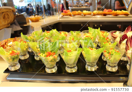 Dining Room Buffet aboard the luxury abstract cruise ship 91557730
