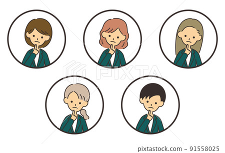 Female businessman icon set worries, thinks 91558025