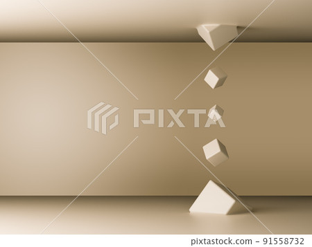3DCG image of abstract cube beige 3DCG image of abstract cube beige 91558732