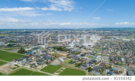 《Miyagi Prefecture》 Aerial view of the cityscape of Furukawa, Osaki City 91559342