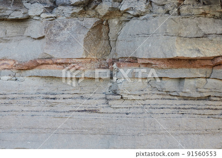Shale stone texture, layers in even strips. Front view. 91560553