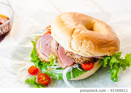 手工百吉餅三明治 91560611