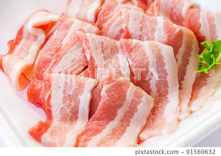 Sliced meat for grilled pork roses from Canada 91560632