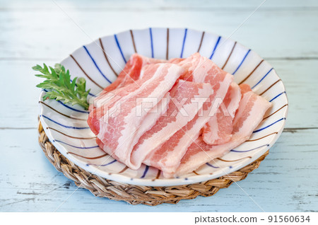 Sliced meat for grilled pork roses from Canada Sliced meat for grilled pork roses from Canada 91560634