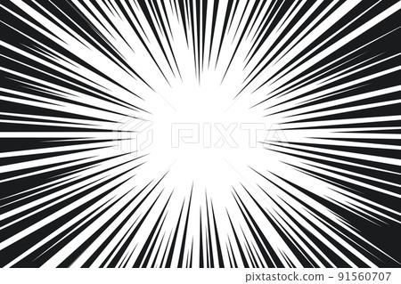 Manga speed burst frame. Radial anime speed lines. Crash zoom effect for comic book. Radial lines overlay template. Manga brust frame. Cartoon boom effect. Vector illustration on white background 91560707