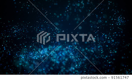 Blue particles. Glitter 3DCG background. 91561747