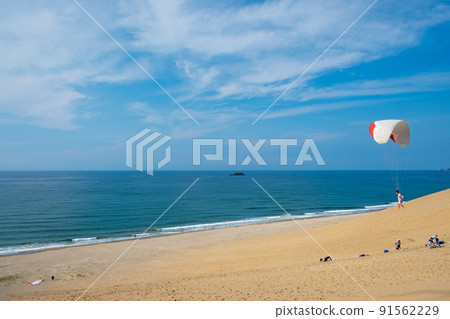 Young people enjoying paragliding (Tottori Sand Dunes) 91562229