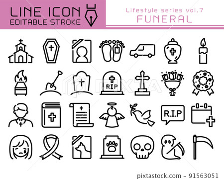 Line icon 生活方式系列vol.7 西式葬禮 91563051