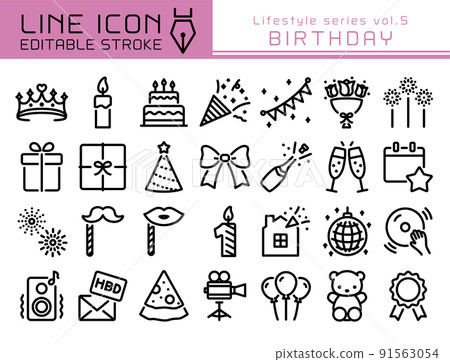 Line icon 生活方式系列 vol.5 生日 91563054