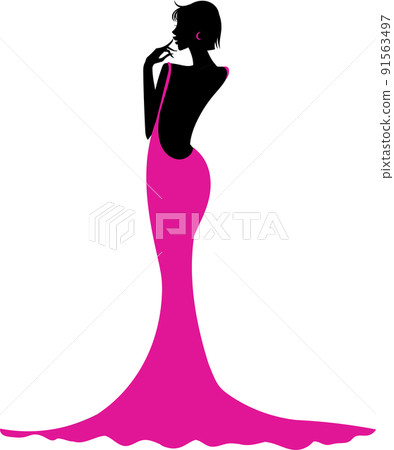 Silhouette woman in a wedding dress - Stock Illustration [91563497] - PIXTA