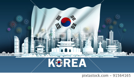 South Korea Day Anniversary celebration independence and travel landmarks Korea. 91564165