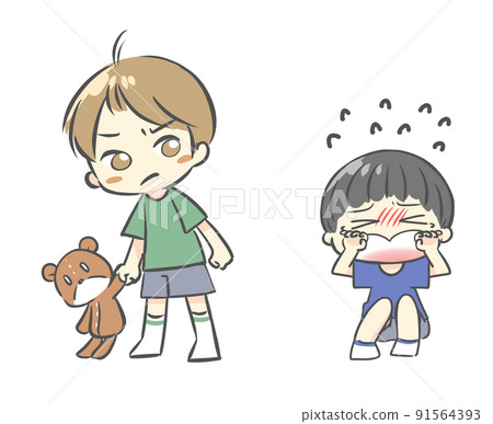 孩子在打架時哭泣的插圖 91564393