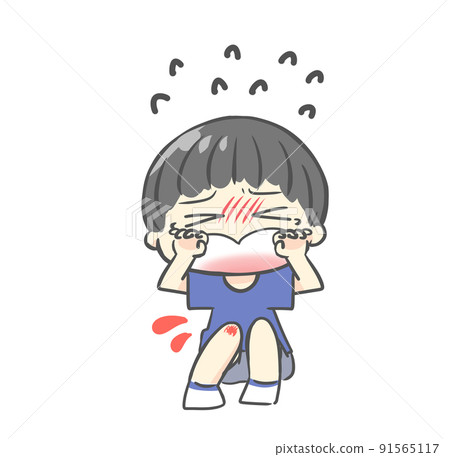 Illustration of an injured and crying child 91565117