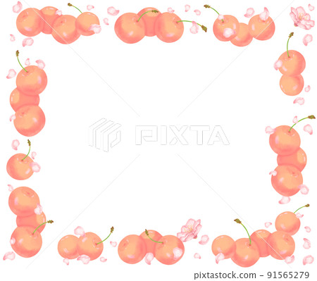 Soft cherry and cherry blossom petal frame pink ver 91565279