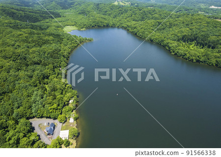Aerial view of Lake Poroto in Shiraoi, Hokkaido (adjacent to Upopoi) Aerial view of Lake Poroto in Shiraoi, Hokkaido (adjacent to Upopoi) 91566338