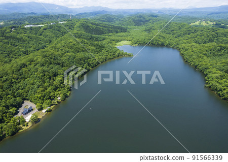 Aerial view of Lake Poroto in Shiraoi, Hokkaido (adjacent to Upopoi) Aerial view of Lake Poroto in Shiraoi, Hokkaido (adjacent to Upopoi) 91566339