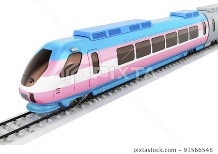 Transgender flag painted on the high speed train. 3D rendering 91566548