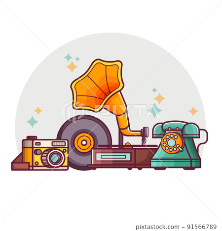 Vintage Things and Objects Flea Market Banner 91566789