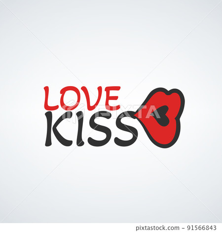 vector illustration or red lips, love kiss sign. Stock vector illustration isolated on white background. 91566843