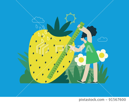 Ecology - Organic farming -Modern flat vector concept illustration of ecology metaphor, woman measuring a giant strawberry. Creative landing web page template Ecology - Organic farming -Modern flat vector concept illustration of ecology metaphor, woman measuring a giant strawberry. Creative landing web page template 91567600