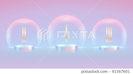 Winners Podium with Neon Light Winners Podium with Neon Light 91567601