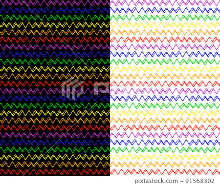 Rainbow scribbled wave line seamless pattern, - Stock Illustration  [91568302] - PIXTA