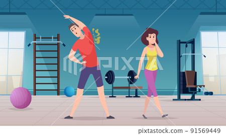 Smelly persons. Disgusting male and female ugly and smelly body exact vector cartoon background 91569449