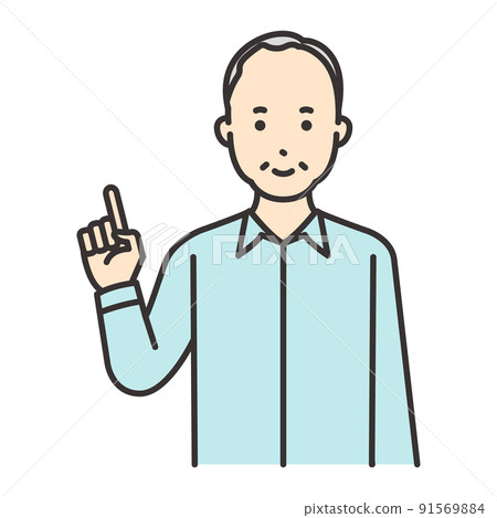 Grandpa poses pointing finger Grandpa poses pointing finger 91569884